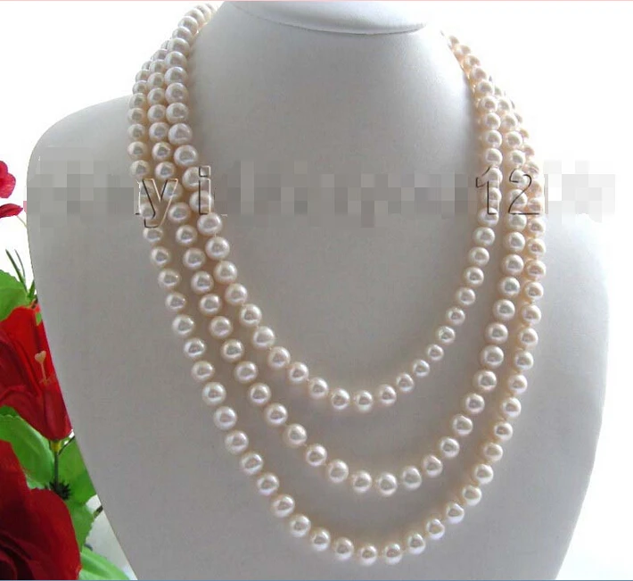 

65" Genuine Natural 9mm White Round Pearl Necklace!