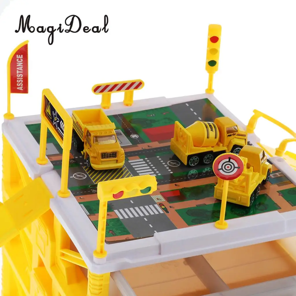 Kids Educational Three-layer Drawers Car Garage Box Storage Parking Lot Building Playset Children Educational Toy