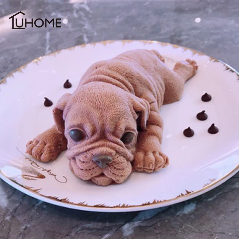 

15x8x4cm Big 3D Shar Pei Shape Silicone Butter Cake Mould Puppy Dog Mold for Cake Decorating Animal Dessert Shop Chocolate Mould