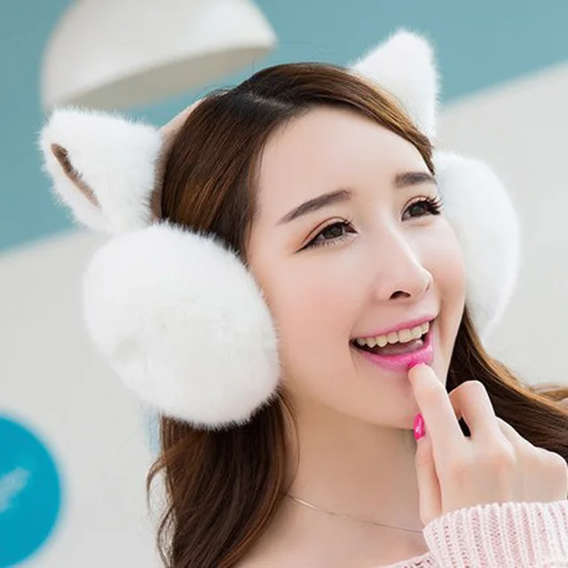 Cute Cat Ear Ear Muffs For Women Girls Ear Warmers Girls Plush Ear