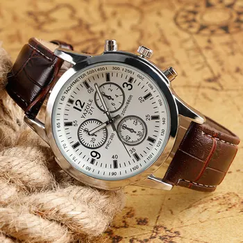 

Online Sale Men Wrist Watch Brand Quartz-watch With Leather Band Casaul Sport Outdoor Clock Time