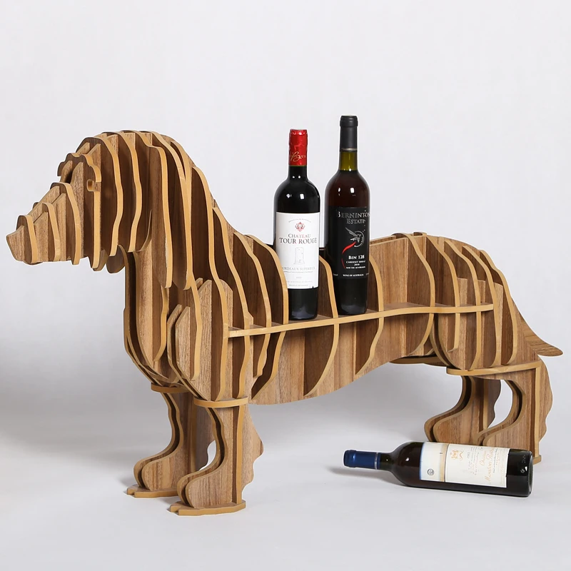 Image 1 Set North European Style Creative Wood Sausage Dog Wine Holder Wood Animal Furniture TM007M