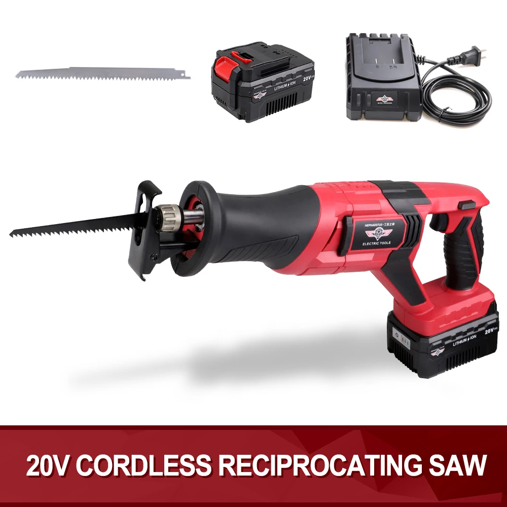 

20V Lithium-ion Portable Reciprocating Saw Long Stroke 22mm 2700SPM Power Wood and Metal Cutting Saw with Saw Blades Sawzall