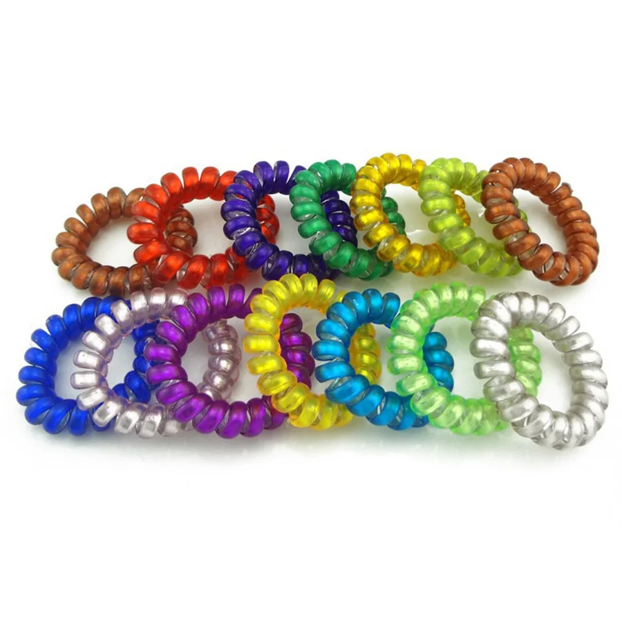 100pcs Wholesale Mixed Colors Rubber Band Traceless Wire Cord Line Gum Hair Holder Candy Elastic Hair Ring Stretch Bangle 4cm