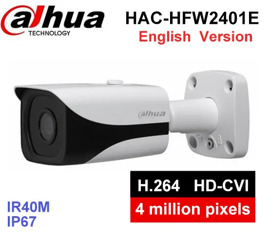 

Dahua 4MP WDR HDCVI Bullet Camera HAC-HFW2401E lens3.6mm Max. IR40m waterproof IP67 CCTV security camera