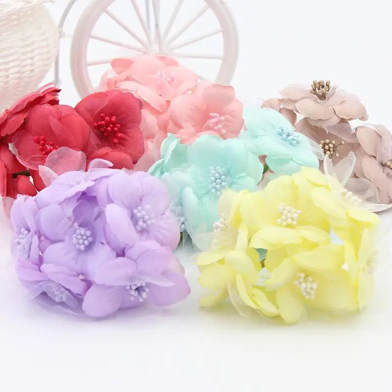 

1/bundle Silk Scrapbooking Mini Rose Artificial Corsage Flower Bouquet For Wedding Decoration DIY Wreath Craft Bridal Flower