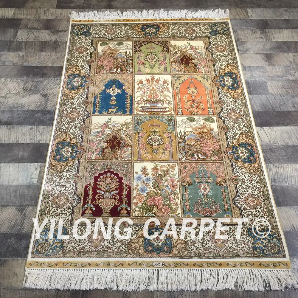 Yilong 3'x4. 5' Ручной Four Seasons персидские ковры турецкий старинный шелк Ковры(qzt16a3x4.5