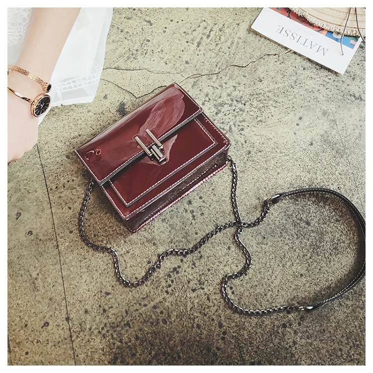 Корейская мода, лакированная кожа, зеркальная маленькая квадратная сумка, сумка на одно плечо, Повседневная сумка с цепочкой, женские сумки ZF9767