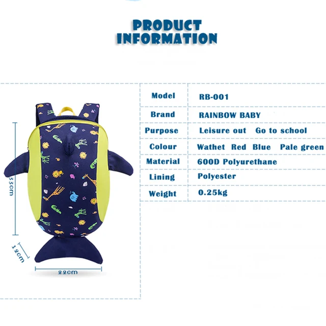 online shop rainbow baby cartoon dolphin child s school bag backpack
