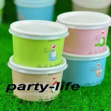 1000 шт. 180 МЛ Толстый mix 4 Цветов Бумаги Мороженое Кубок с плоскими белые пластиковые Крышки Одноразовые Десерт Торт Кубок Чаша партия