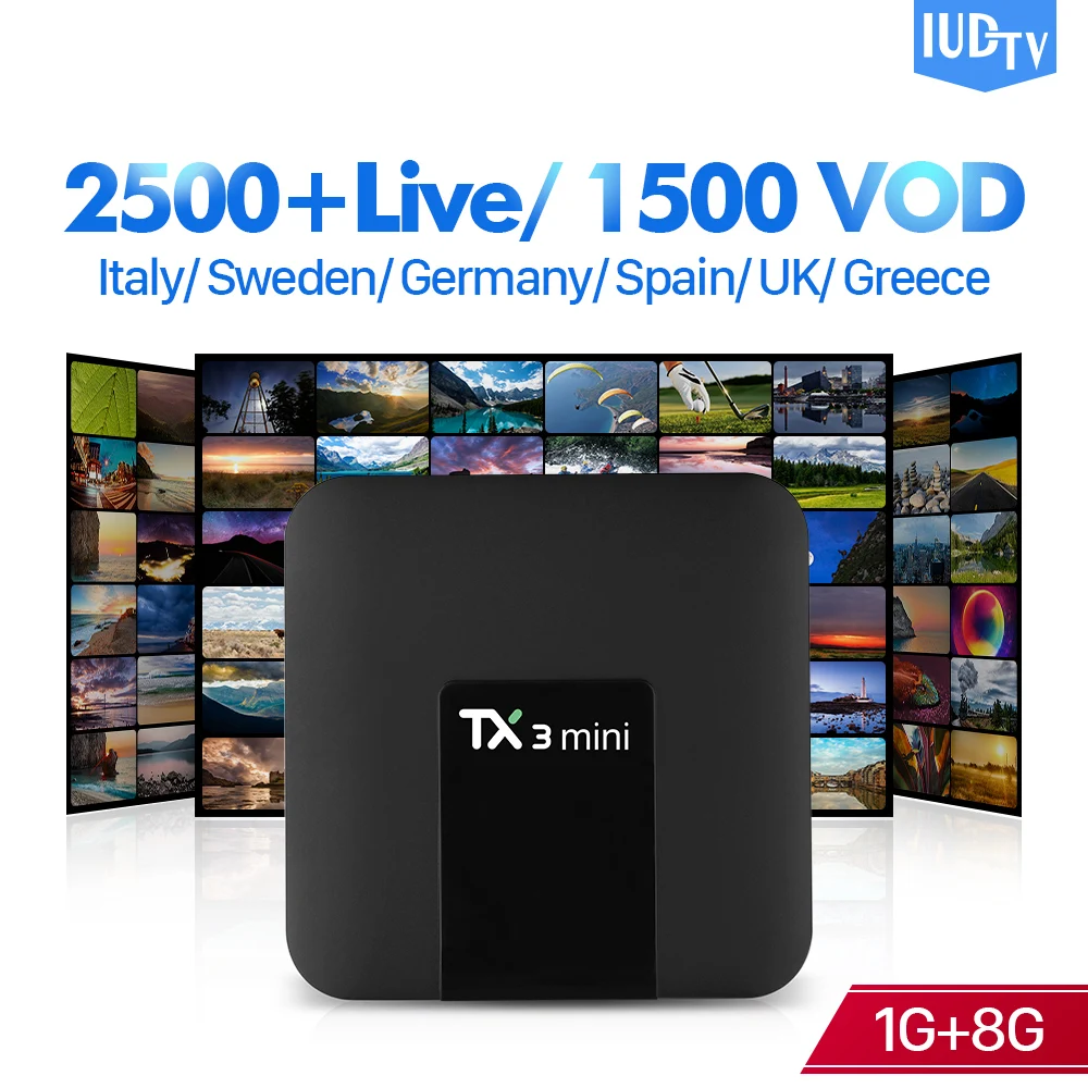 

TX3 Mini IUDTV 1 Year IP TV Full HD Spain Sweden Android 7.1 1+8G S905W English German Turkish Portugal IUDTV IPTV Subscription