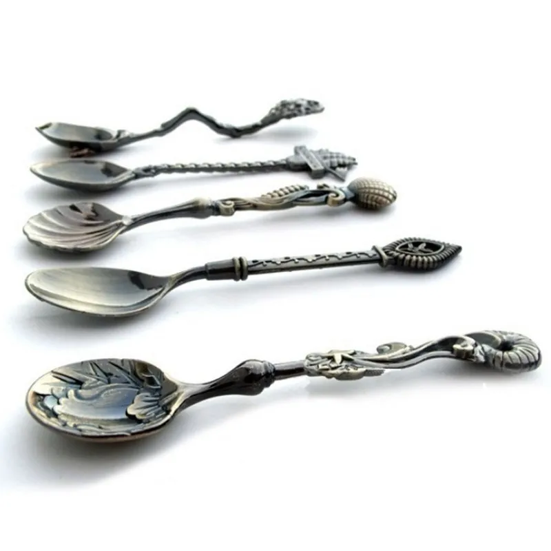 5Pcs-Set-Vintage-Retro-Conch-Coffee-Spoons-Tea-Sugar-Honey-Spoon-Metal-Alloy-Mini-Ice-Cream