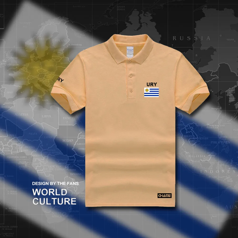 Uruguay, мужские рубашки поло, короткий рукав, белые, брендовые, с принтом, для страны, хлопок, Национальный флаг, новая мода
