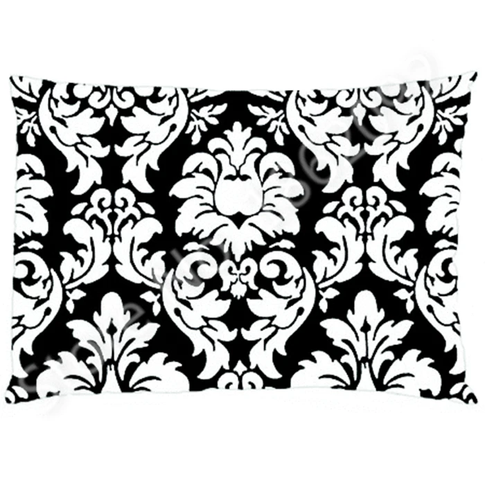 Black White Damask Pillow Case Cover Rectangle Damask Pattern
