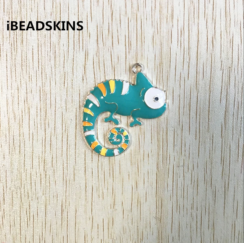 

39x41mm 10pcs/lot silver zinc alloy enamel lizard Pendant for Jewelry Necklace