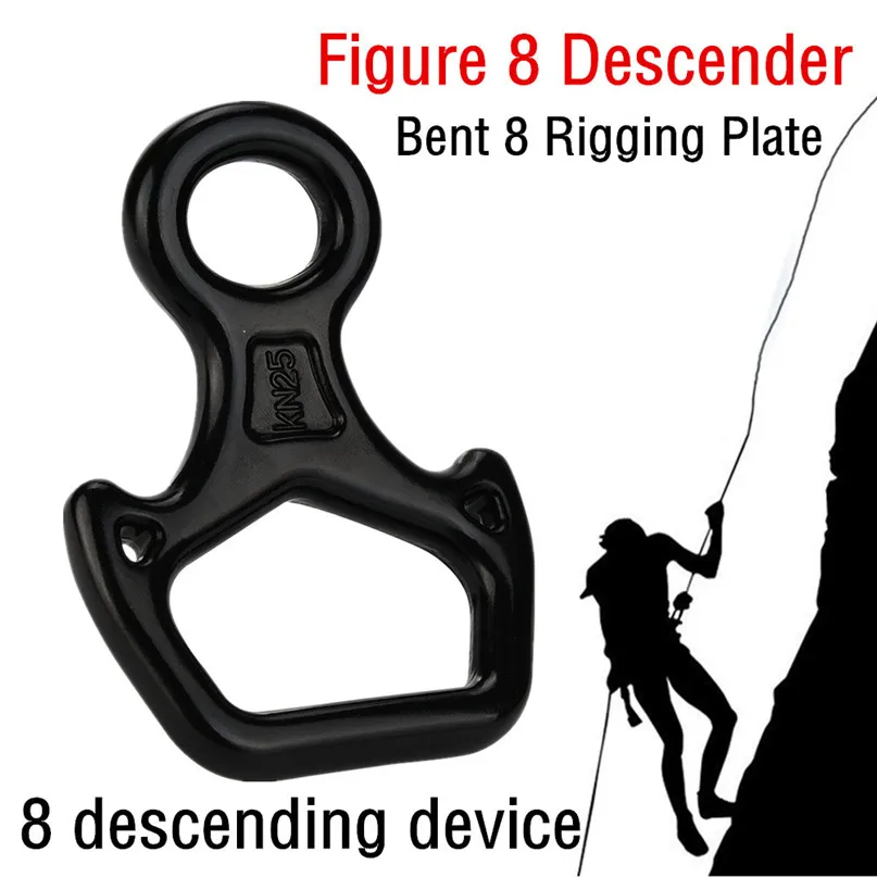 

Climbing 25KN Figure 8 Descender Rappelling Rock Climbing Abseiling Belay Device Downhill Slow Down Descender Rescue Equipment 5