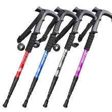 Анти-шок трости для ходьбы с Т-образной ручкой из углеродистой стали телескопические треккинговые походные палки сверхлегкие трость с резиновым наконечником защита