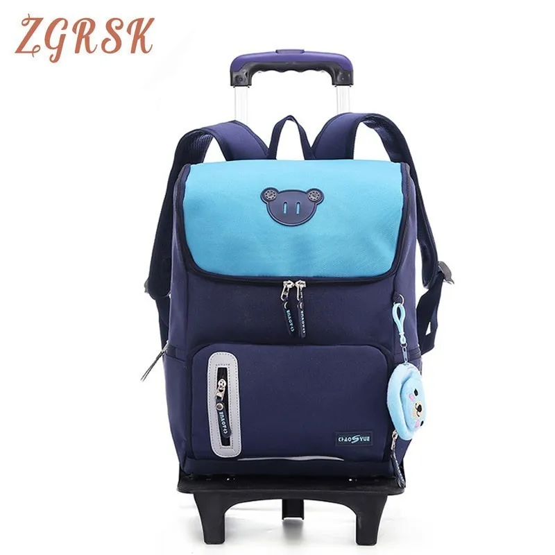 

Trolley Schoolbag Luggage Book Bags Boys Girls Backpack Latest Removable Children School Bags 2/6 Wheels Stairs Mochila