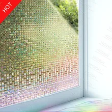 Multi-tamanhos Laser 3D Mosaico Em Relevo Efeito Manchado Decorativo Filme de Janela, adesivo Estática Privacidade Filme De Vidro Para Casa