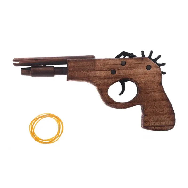 

2PCS Simulation Bullet Rubber Band Launcher Wood Gun Hand Pistol Guns Shooting Toy