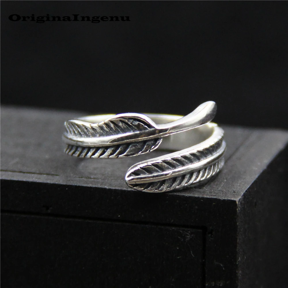 

925 Silver Feather Ring Vintage Jewelry Charm Boho Minimalism Creative Birthday Unique Gift Haut Femme Anillos for Women Rings