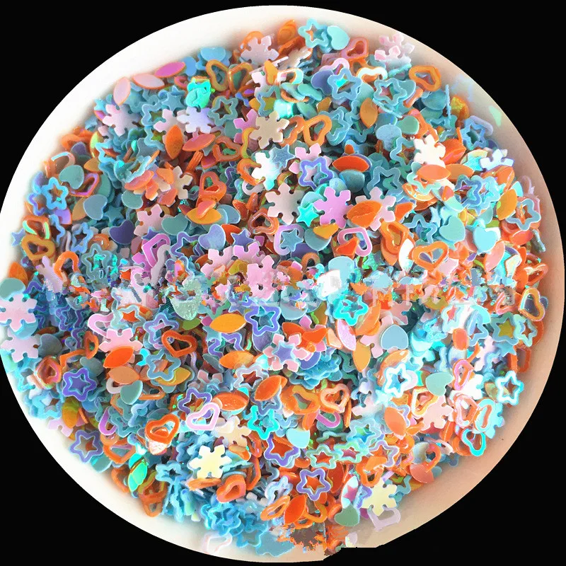 

10G/LOT Mixed PVC Multicolor DIY Star Moon Heart Slime Fillers Charms Accessories For Nail Decoration