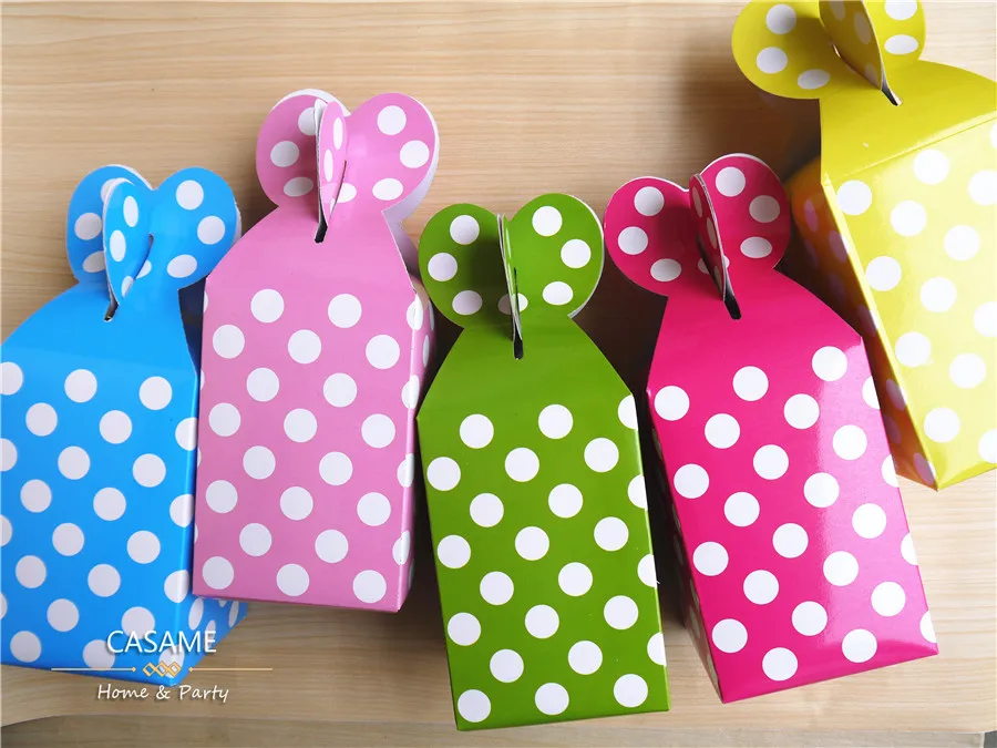 

high quality Free shipping paper gift box for children DIY candy box Polka Dots box suit for every party mixed colour 120pcs/lot