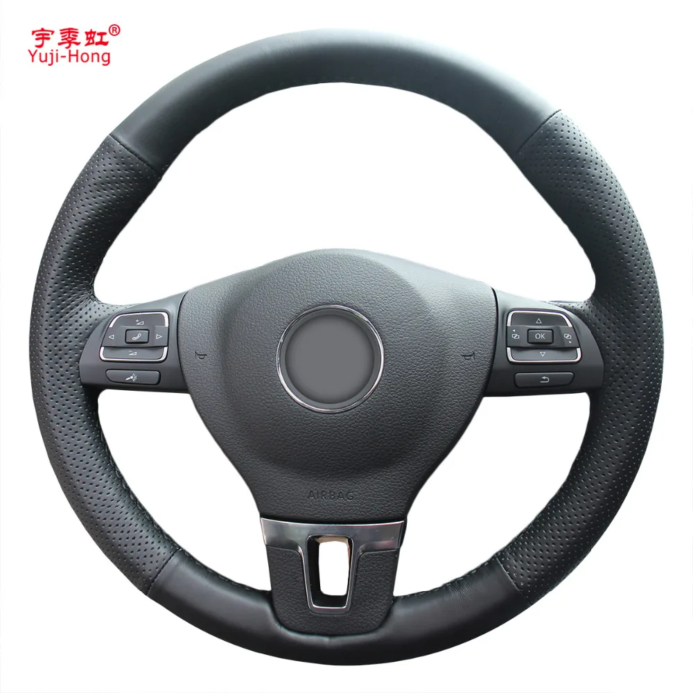 

PONSNY Artificial Leather Steering Wheel Covers Case for Volkswagen VW CC Tiguan Passat Touran Golf 6 Hand-stitched Cover
