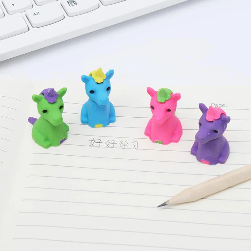8 Pcs/set Cartoon Mini Animal Unicorn Rubber Pencil Erasers Learning
