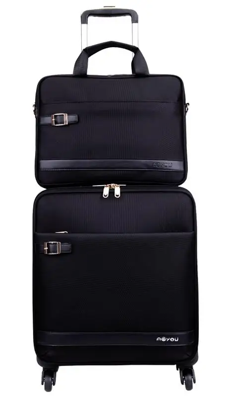 Мужской водонепроницаемый Оксфордский тканевый Спиннер для багажа и сумки, деловой набор для женщин, ручной Багаж, кейс ручная кладь, черный/фиолетовый/кофейный - Цвет: 24 Inch Black