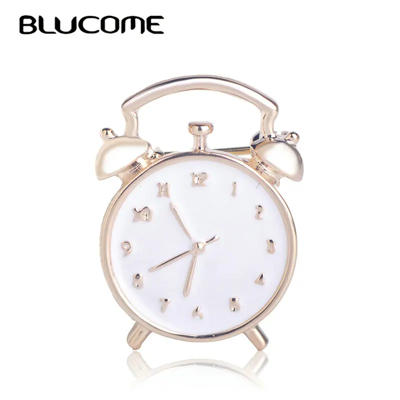 Брошь в форме будильника Blucome эмалевые Броши золотого цвета булавки для женских и
