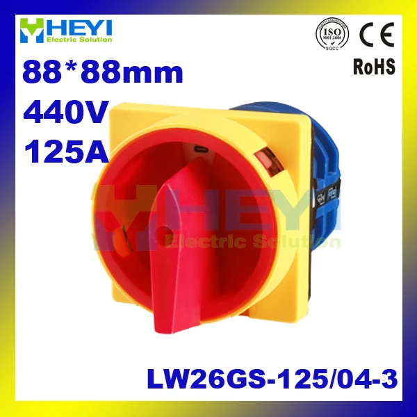 

Rotary switch LW26GS-125/04-3 Pad-lock Switch 125A 440V universal changeover switch