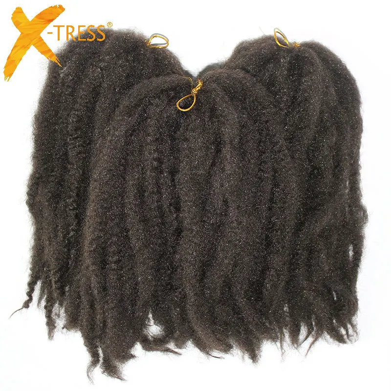 

X-TRESS Synthetic Marley Crochet Braids Hair Natural Black 1B# Red Pink Color 18inch Soft Afro Kinky Braiding Hair Extensions
