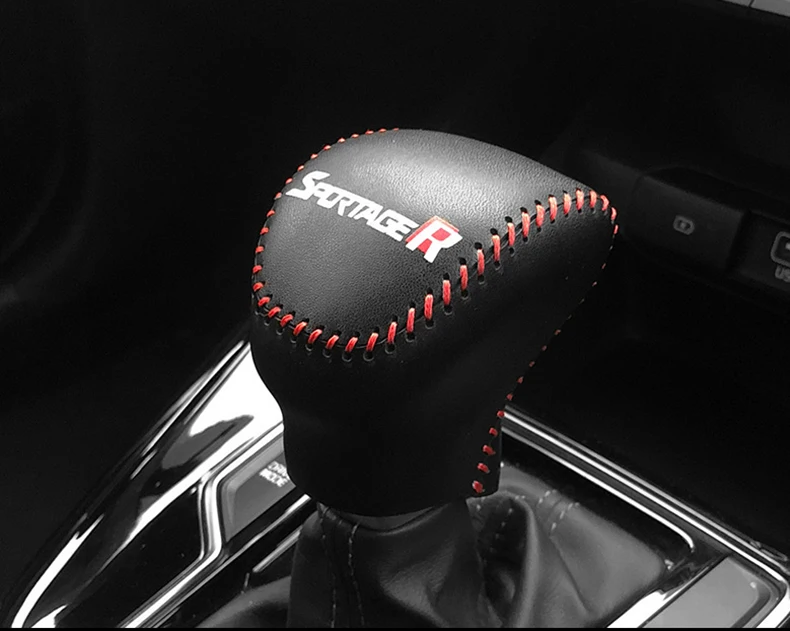 Free Shipping High Quality Cowhide Top Layer Leather Automatic Gear Shift Collars Gear Cover For KIA Sportager