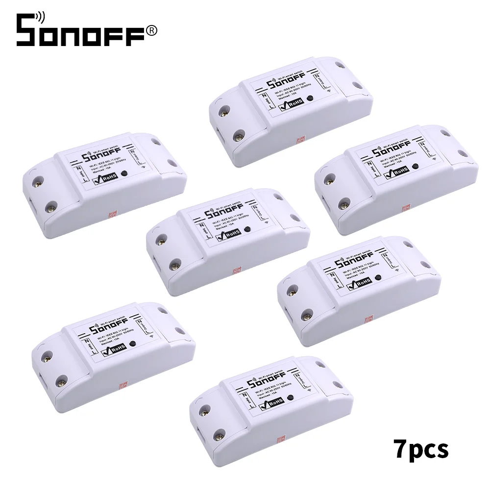 2/4/8/15 шт. Itead SONOFF Basic умный дом переключатель Wi-Fi DIY таймер Беспроводной триггерный релейный модуль 10A 220V светильник Управление для Ewelink/Alexa - Комплект: 7pcs