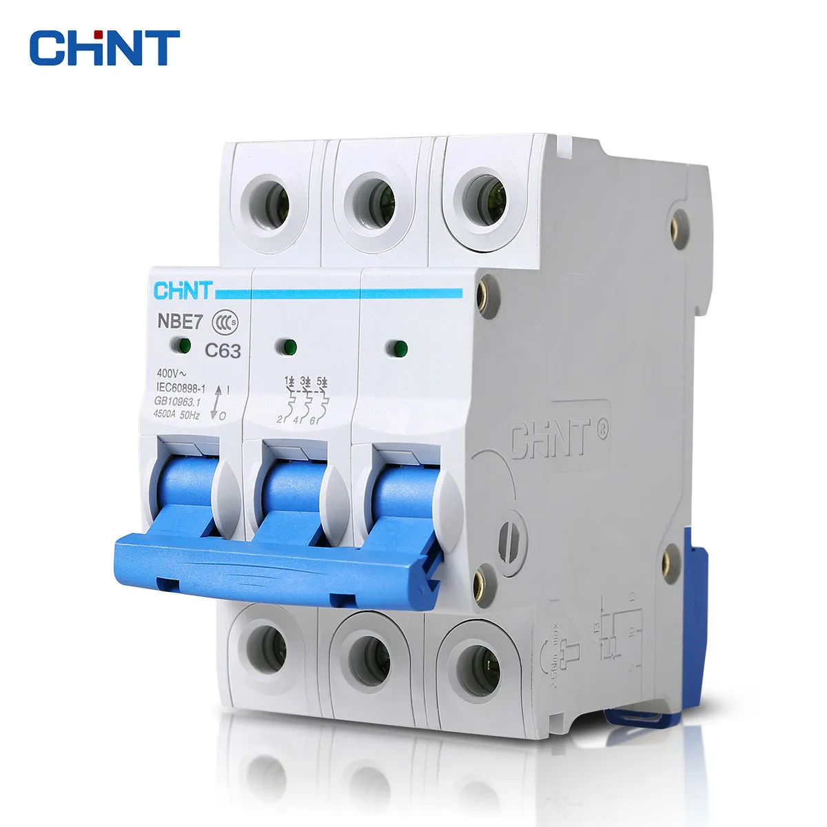 

CHNT 3P 63A Miniature Circuit Breaker Household Type C Air Switch Moulded Case Circuit Breaker