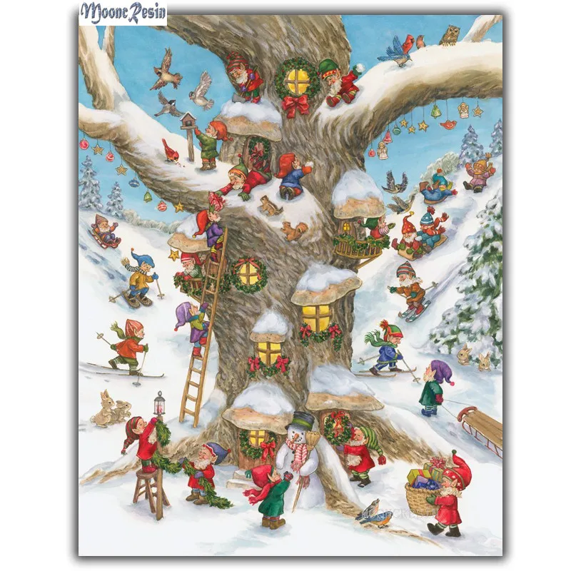 

Diy Diamond Painting Cross Stitch Tree Playing The Santa Claus Needlework Diamond Embroidery Full Round Mosaic Decoration Resin