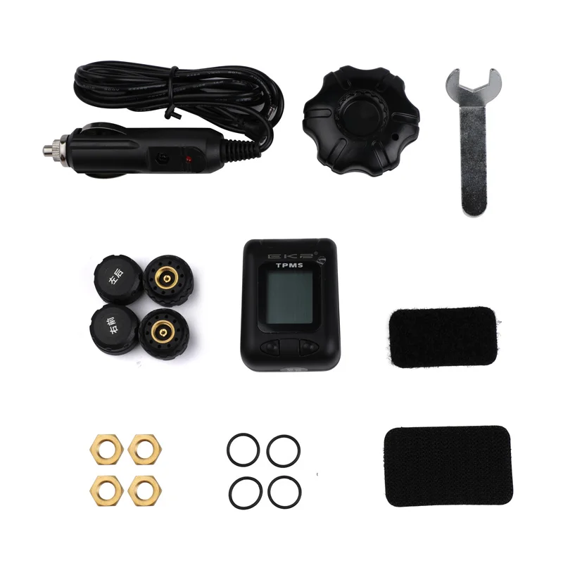 Profession TMPS Rechargeable Wireless Tire Pressure Monitoring System with 4 External Sensor Tyre Pressure Sensor Alarm Security