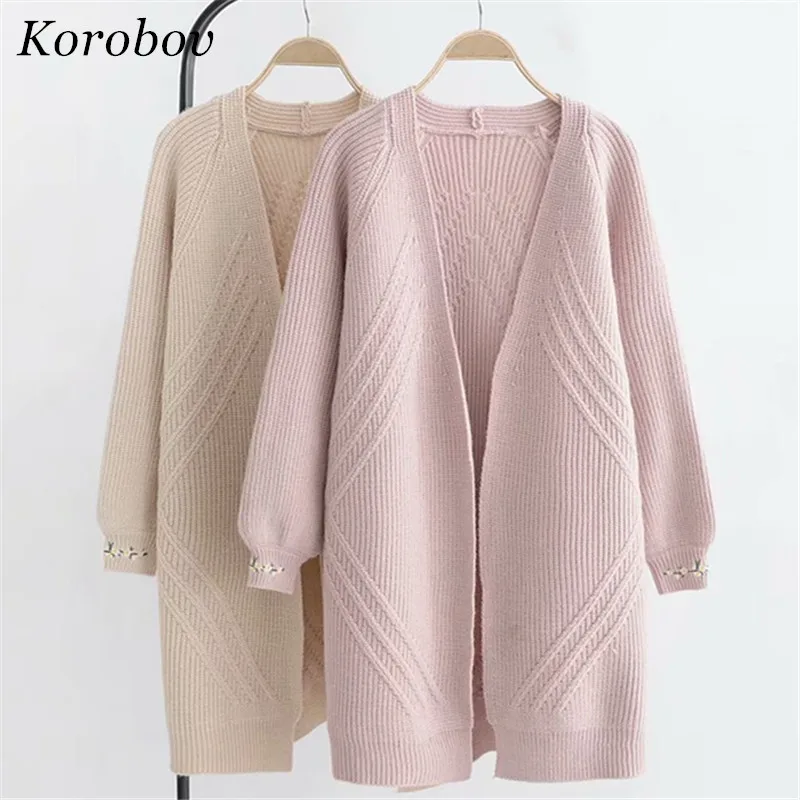 Коробова 2018 Новый Auttum сладкий цветочный Твердые Трикотаж Harajuku женские свитера