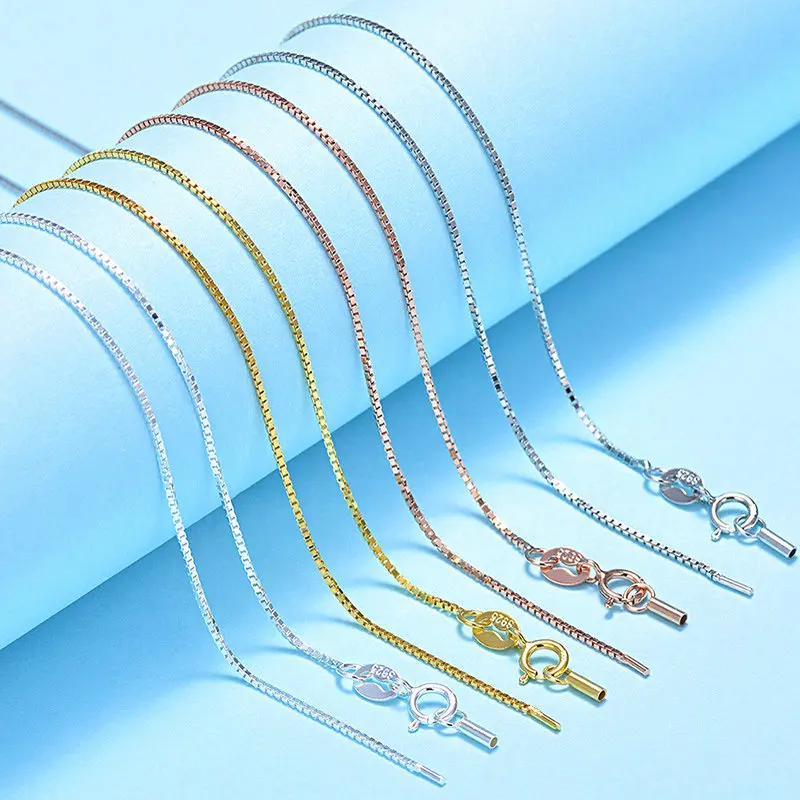 

925 Sterling Silver Box Chain for DIY Necklace Jewelry Making Fine Jewelry Accessories