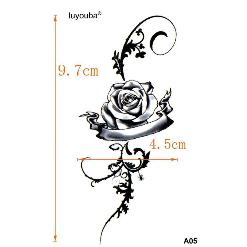 ارتفع الزهور للماء المؤقتة الوشم ملصق وشم على شكل رسوم للجسم الجمال زهرة أكمام تاتو الوشم المؤقت ملصقات