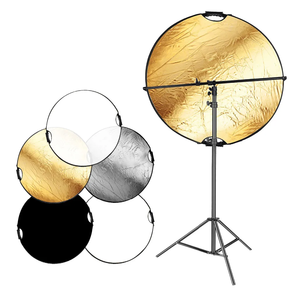 

Neewer 5-in-1 Portable Round Camera Lighting Reflector/Diffuser Disk with feet Light Stand and Holder Arm for Photo Studio