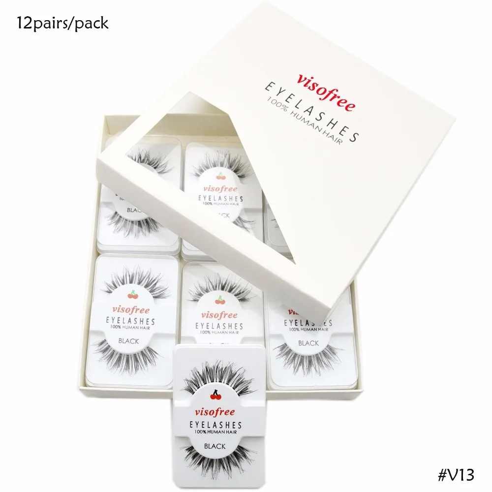 

12 Pairs Visofree Lashes High Quality Eyelashes Natural Look Glamorous Effect Hand Made 100% Human Hair Lashes Makeup Artists
