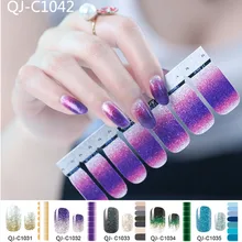 Блестящая пудра, градиентная цветная наклейка s, обертывания для ногтей, полное покрытие, лак для ногтей, наклейка, сделай сам, самоклеющиеся украшения для ногтей BZ050