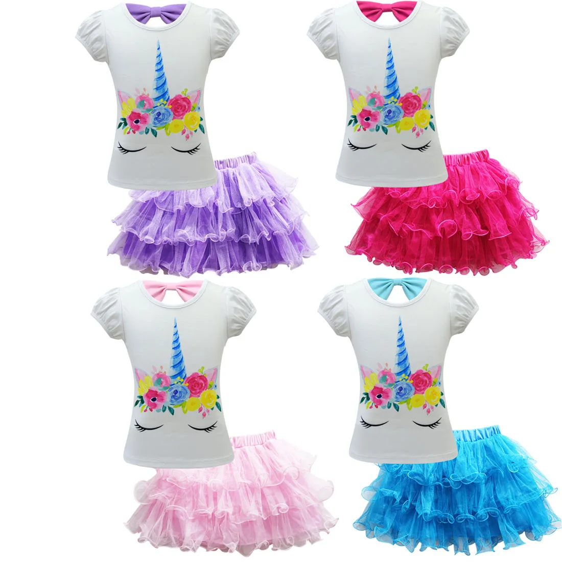 

Fashion Boutique Outfits Baby Girls Clothes Sets flower Print Tops Tees + Skirts Candy Tutu Skirts Suits toddler girl clothes
