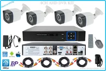 4ch OUTDOOR P2P H.264 AHD DVR KIT with 4CH HDMI VGA AHD DVR Metal 720P HD Surveillance Security ahd Camera System WITH XMEye app