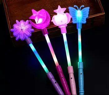 

Flashing Light Up Sticks Magic LED Wands Batons DJ Fairytale Princess Costume Fancy Dress Glow Star Crown Buttery Moon Wand gift