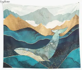 

Blue Whale Wall Tapestry Cover Beach Towel Throw Blanket Picnic Yoga Mat Home Decoration