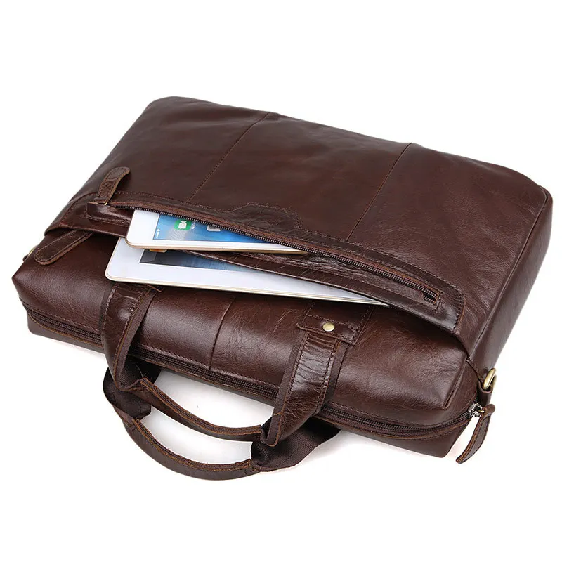 Высокое качество, винтажная кофейная натуральная кожа, мужские сумки-мессенджеры, мужской портфель, 14 дюймов, сумки на плечо для ноутбука, для мужчин M7075
