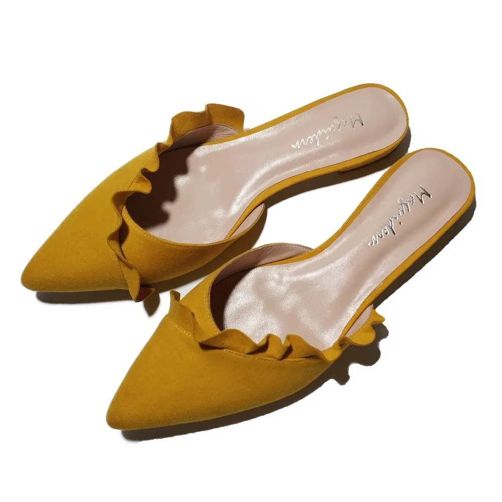 Maguidern Ruffle Trimmed Slides Backless Slippers_2